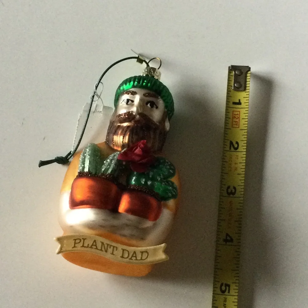CODY FOSTER PLANT DAD GLASS CHRISTMAS ORNAMENT NEW IN BOX 5” x 2.5”